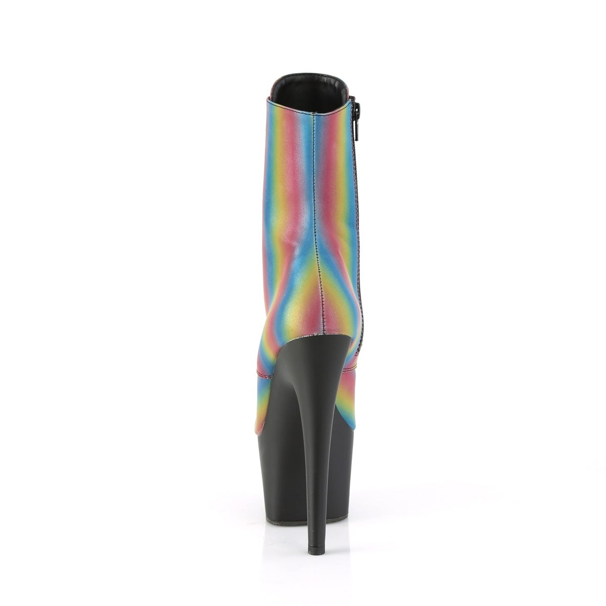 Pleaser Womens Ankle Boots ADORE-1020REFL-02 Rainbow Reflective/Blk Matte