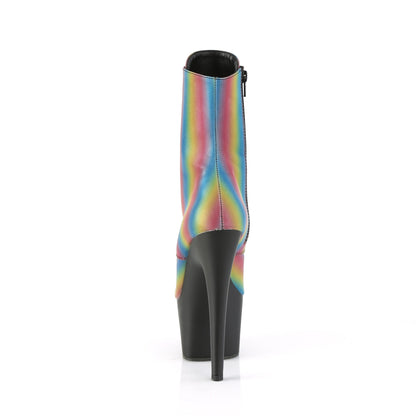 Pleaser Womens Ankle Boots ADORE-1020REFL-02 Rainbow Reflective/Blk Matte