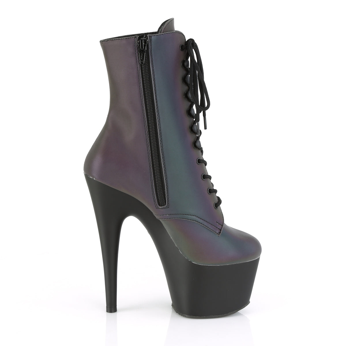Pleaser Womens Ankle Boots ADORE-1020REFL Green Multi Reflective/Blk Matte