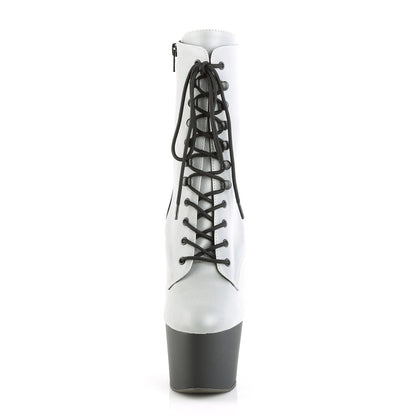 Pleaser Damen Knöchelstiefel ADORE-1020REFL SLV reflektierend / blk matt