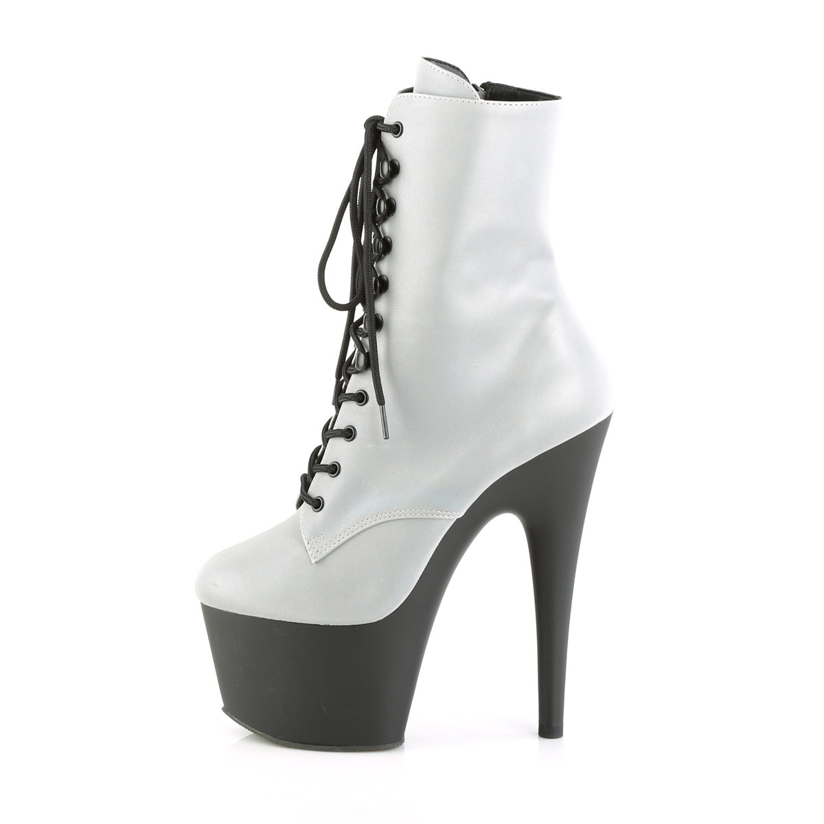Pleaser Damen Knöchelstiefel ADORE-1020REFL SLV reflektierend / blk matt