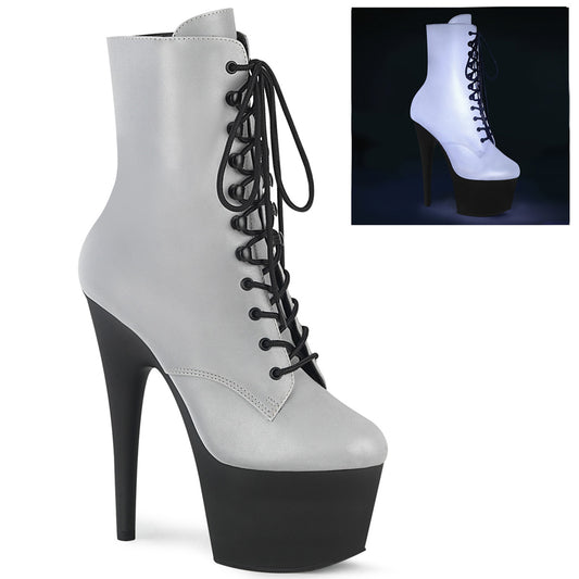 Pleaser Damen Knöchelstiefel ADORE-1020REFL SLV reflektierend / blk matt