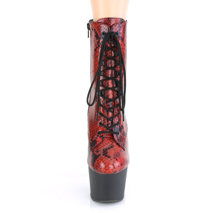 Pleaser Damen Knöchelstiefel ADORE-1020SP Red Holo Snake Print / BLK Matte