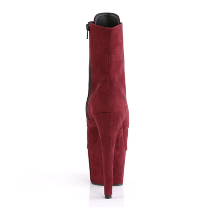 Pleaser Womens Ankle Boots ADORE-1021FS Burgundy Faux Suede/Burgundy Faux Suede