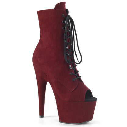 Pleaser Womens Ankle Boots ADORE-1021FS Burgundy Faux Suede/Burgundy Faux Suede