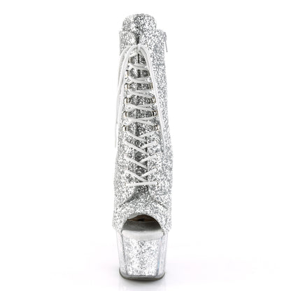Pleaser Womens Ankle Boots ADORE-1021G Slv Glitter/Slv Gliteer