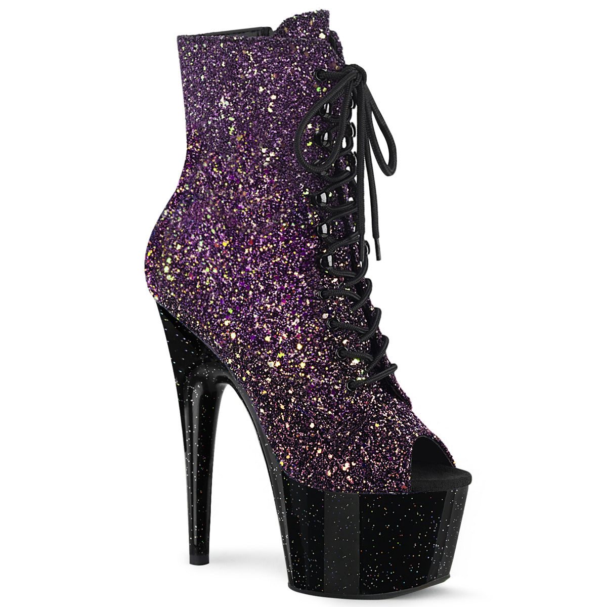 Pleaser Damen Knöchelstiefel ADORE-10211ombg lila Multi Glitter / BLK