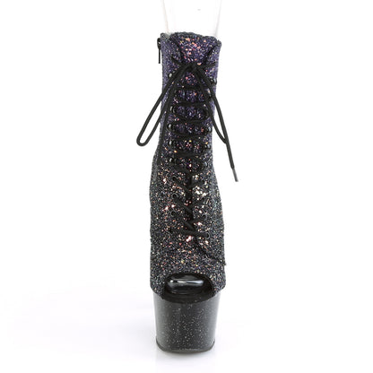 Pleaser Damen Knöchelstiefel ADORE-10211ombg lila Multi Glitter / BLK