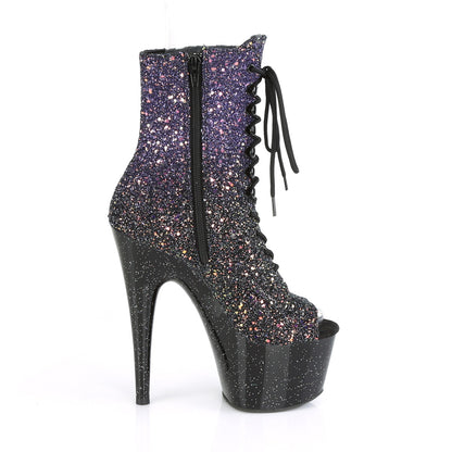 Pleaser Damen Knöchelstiefel ADORE-10211ombg lila Multi Glitter / BLK