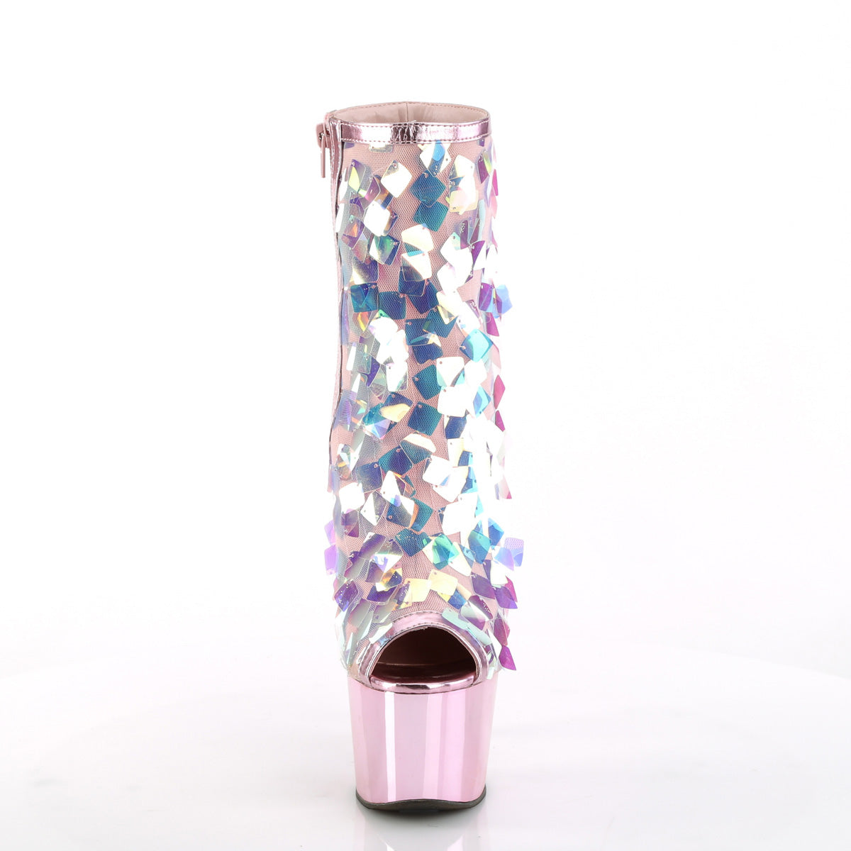 Pleaser Damen Knöchelstiefel ADORE-1031SSQ iRI.OPAL Paillu-b.Pink traf PU / B.Pink Chrome