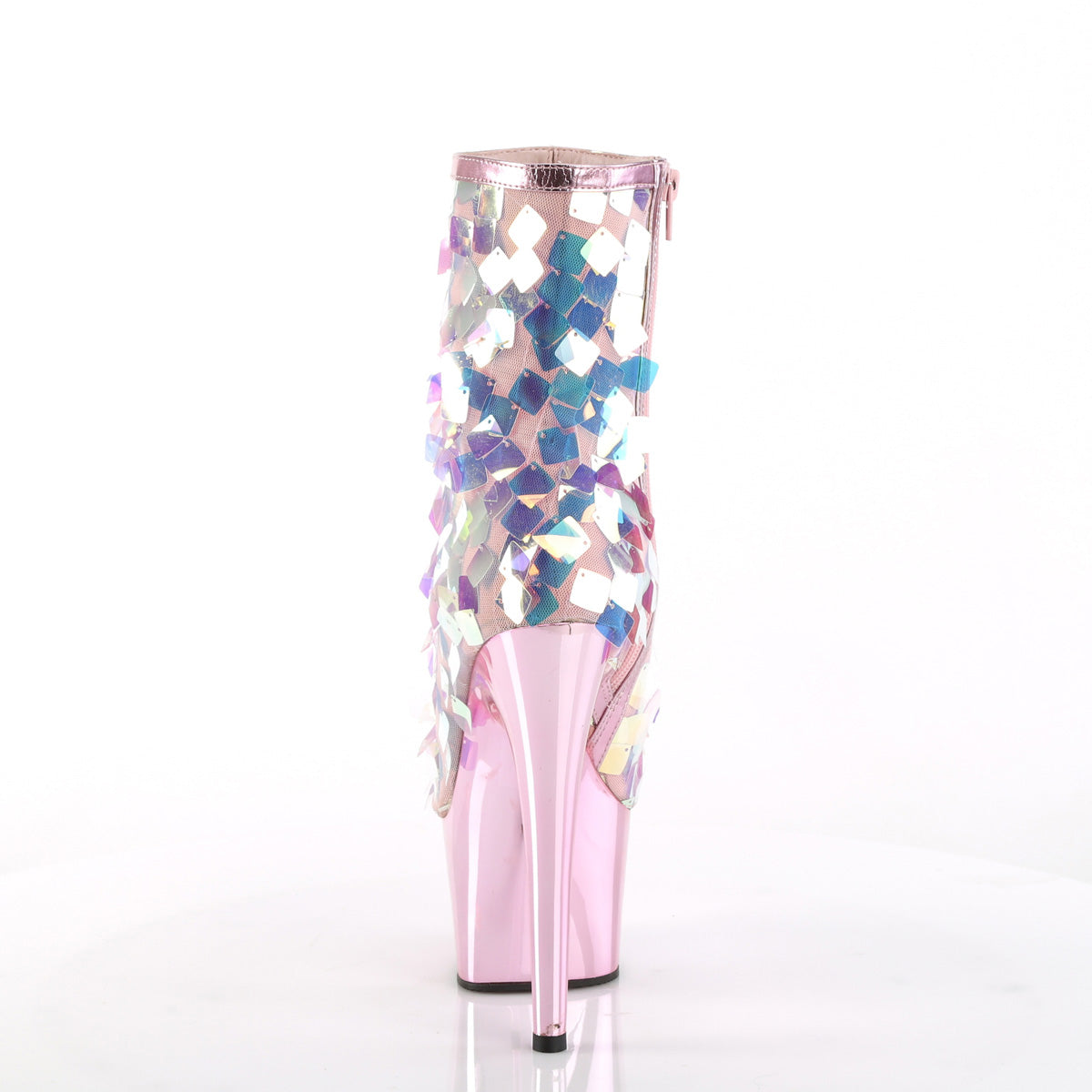 Pleaser Damen Knöchelstiefel ADORE-1031SSQ iRI.OPAL Paillu-b.Pink traf PU / B.Pink Chrome