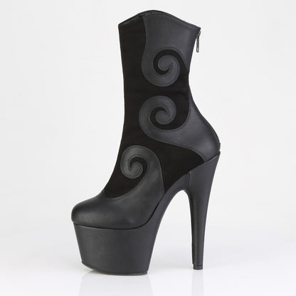 Pleaser Women's Platform Shoes ADORE-1034 Blk Faux Suede-Faux Leather/Blk Matte
