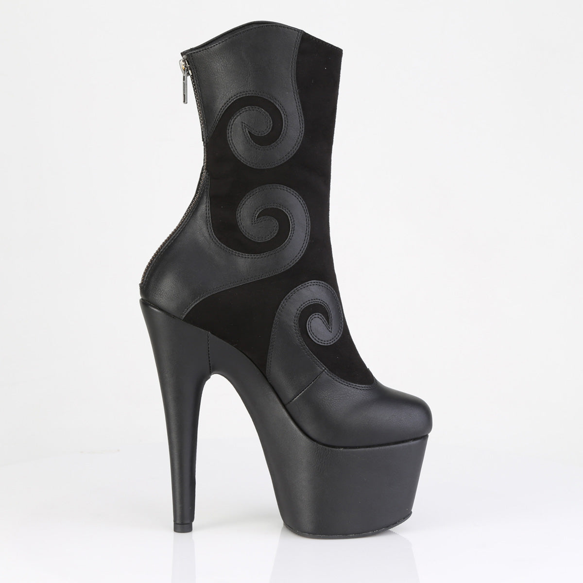 Pleaser Women's Platform Shoes ADORE-1034 Blk Faux Suede-Faux Leather/Blk Matte