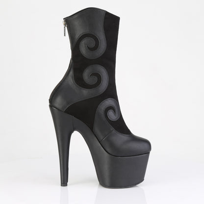 Pleaser Women's Platform Shoes ADORE-1034 Blk Faux Suede-Faux Leather/Blk Matte