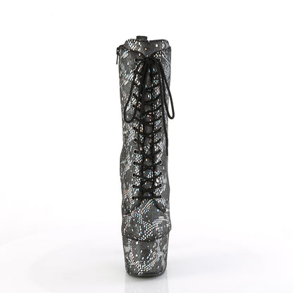 Pleaser   ADORE-1040SPF Silber Metallic Holo Schlangendruckstoff/