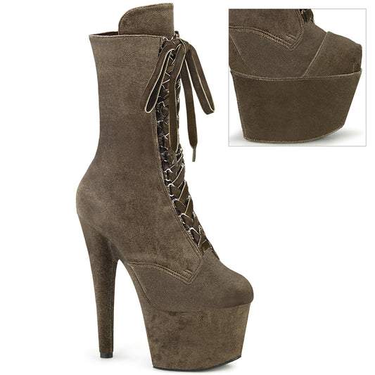 Pleaser Women's Platform Shoes ADORE-1045VEL Khaki Velvet/Khaki Velvet