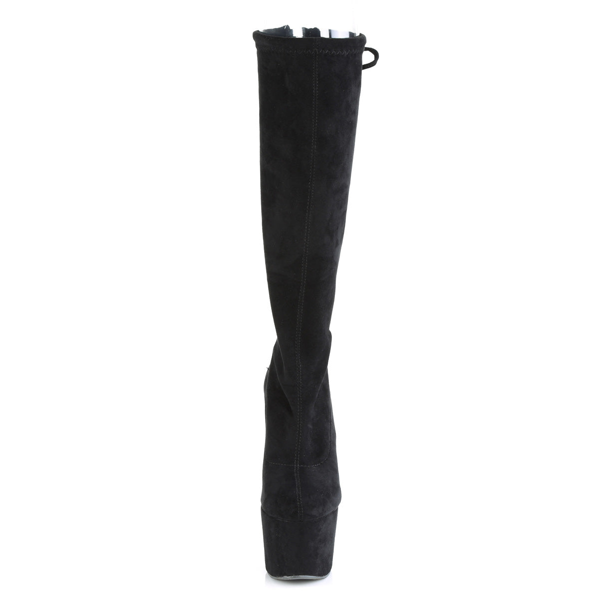 Pleaser Womens Boots. ADORE-2008 BLK Stretch Faux Wildleder / BLK Faux Wildleder