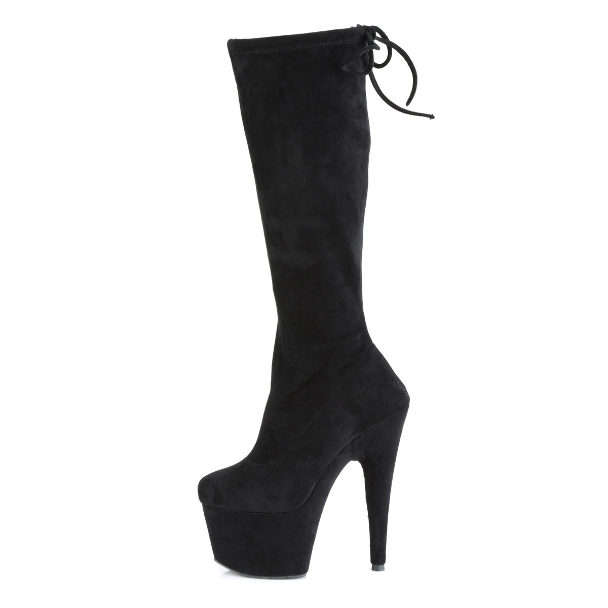 Pleaser Womens Boots. ADORE-2008 BLK Stretch Faux Wildleder / BLK Faux Wildleder
