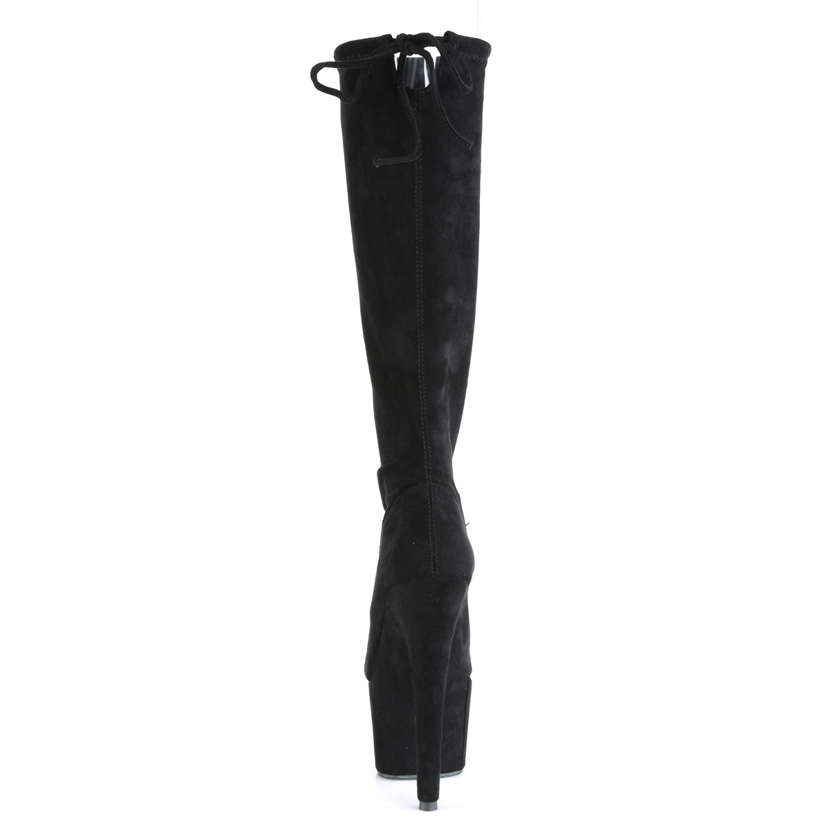 Pleaser Womens Boots. ADORE-2008 BLK Stretch Faux Wildleder / BLK Faux Wildleder