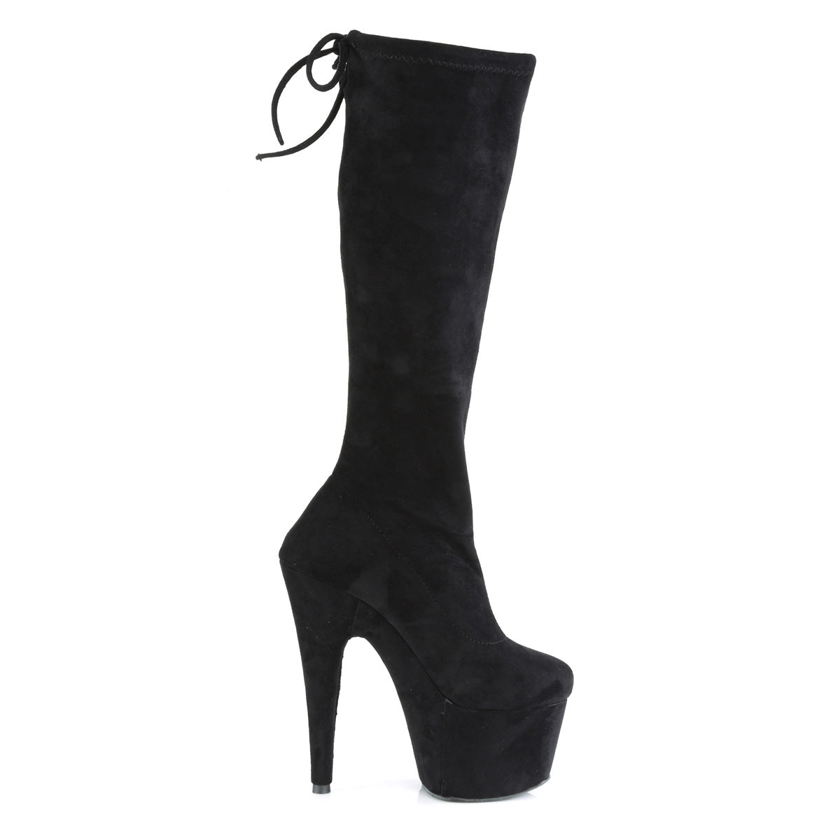 Pleaser Womens Boots. ADORE-2008 BLK Stretch Faux Wildleder / BLK Faux Wildleder