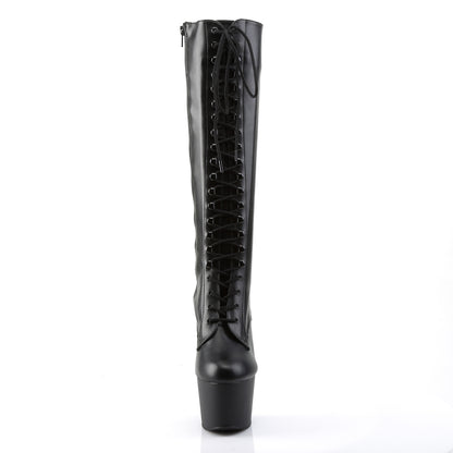 Pleaser Womens Boots. ADORE-2023 BLK Str Faux Leder / BLK Matte