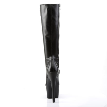 Pleaser Womens Boots. ADORE-2023 BLK Str Faux Leder / BLK Matte