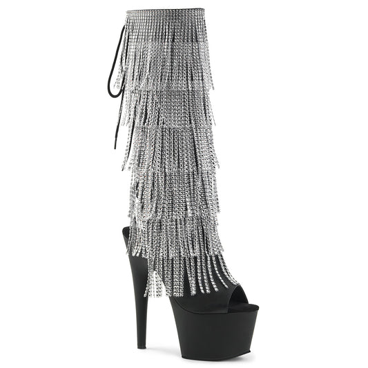 Pleaser Womens Boots. ADORE-2024RSF BLK STR FAUX Leder / BLK Matte