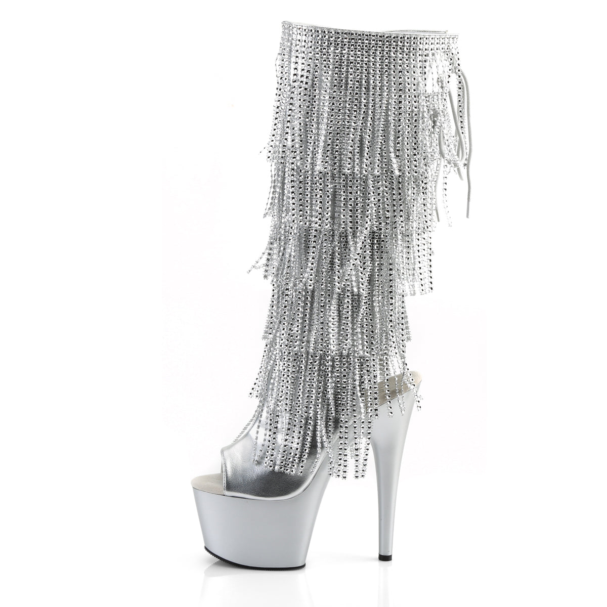 Pleaser Womens Boots. ADORE-2024rsf slv metallic pu / slv matt