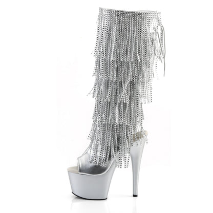 Pleaser Womens Boots. ADORE-2024rsf slv metallic pu / slv matt
