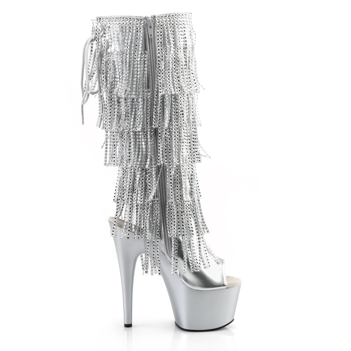 Pleaser Womens Boots. ADORE-2024rsf slv metallic pu / slv matt