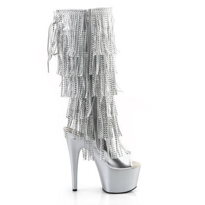Pleaser Womens Boots. ADORE-2024rsf slv metallic pu / slv matt