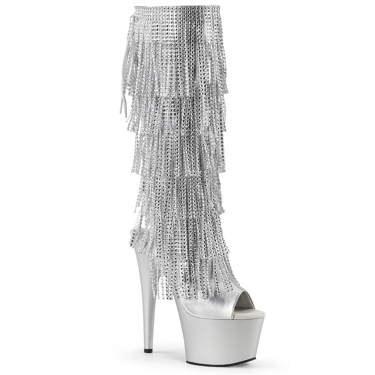 Pleaser Womens Boots. ADORE-2024rsf slv metallic pu / slv matt