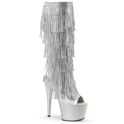 Pleaser Womens Boots. ADORE-2024rsf slv metallic pu / slv matt