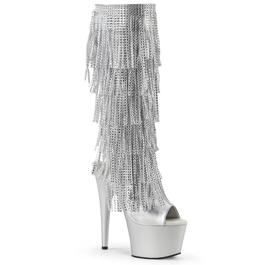 Pleaser Womens Boots. ADORE-2024rsf slv metallic pu / slv matt