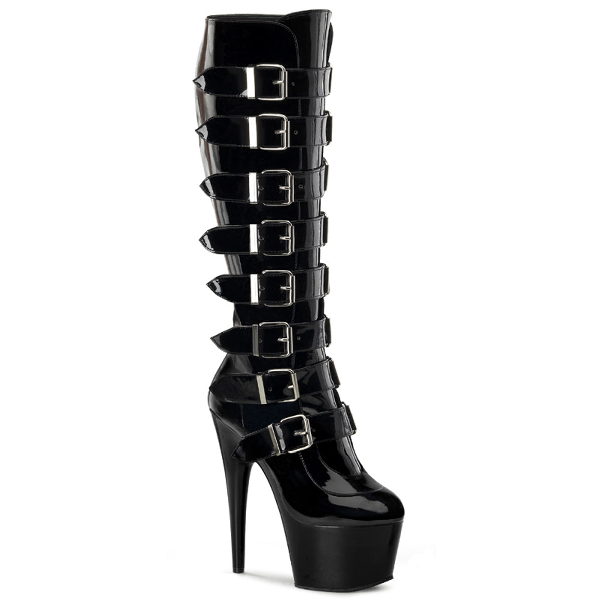 Pleaser Womens Boots. ADORE-2043 BLK Pat / BLK