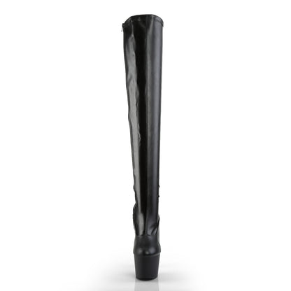 Pleaser Womens Boots. ADORE-3000 BLK Str Faux Leder / BLK Matte