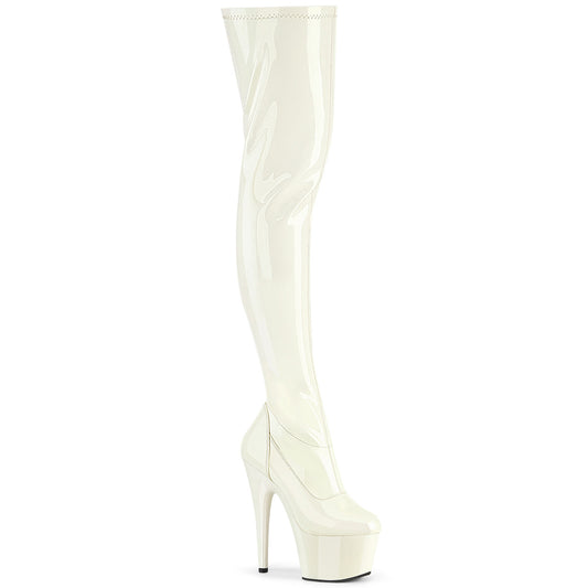 Pleaser Women's Platform Shoes ADORE-3000 Off-Wht Pat/Off-Wht