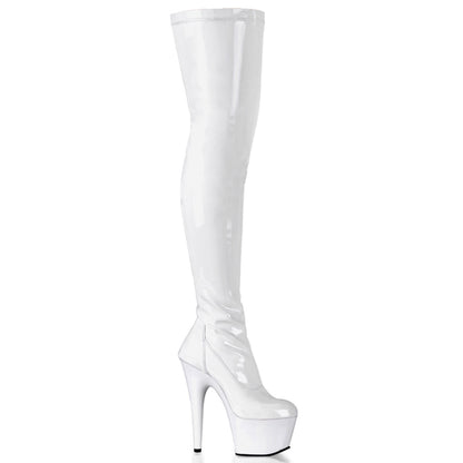 Pleaser Womens Boots. ADORE-3000 WHT STRAT / WHT