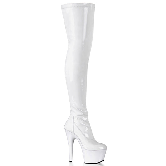 Pleaser Womens Boots. ADORE-3000 WHT STRAT / WHT