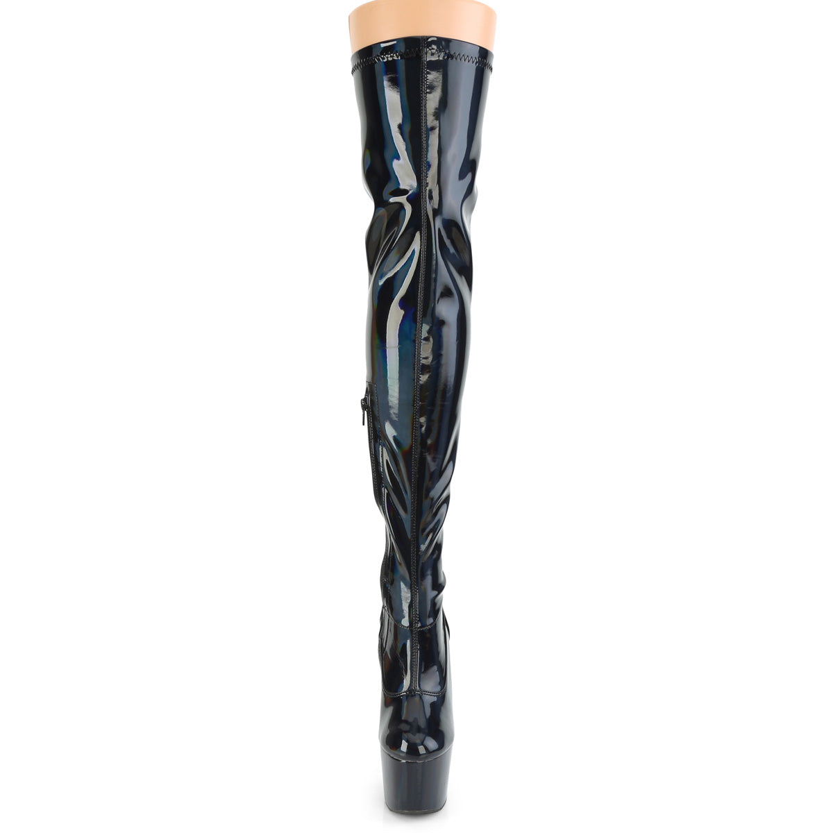 Pleaser Womens Boots. ADORE-3000HWR BLK Str. Holo / BLK Holo