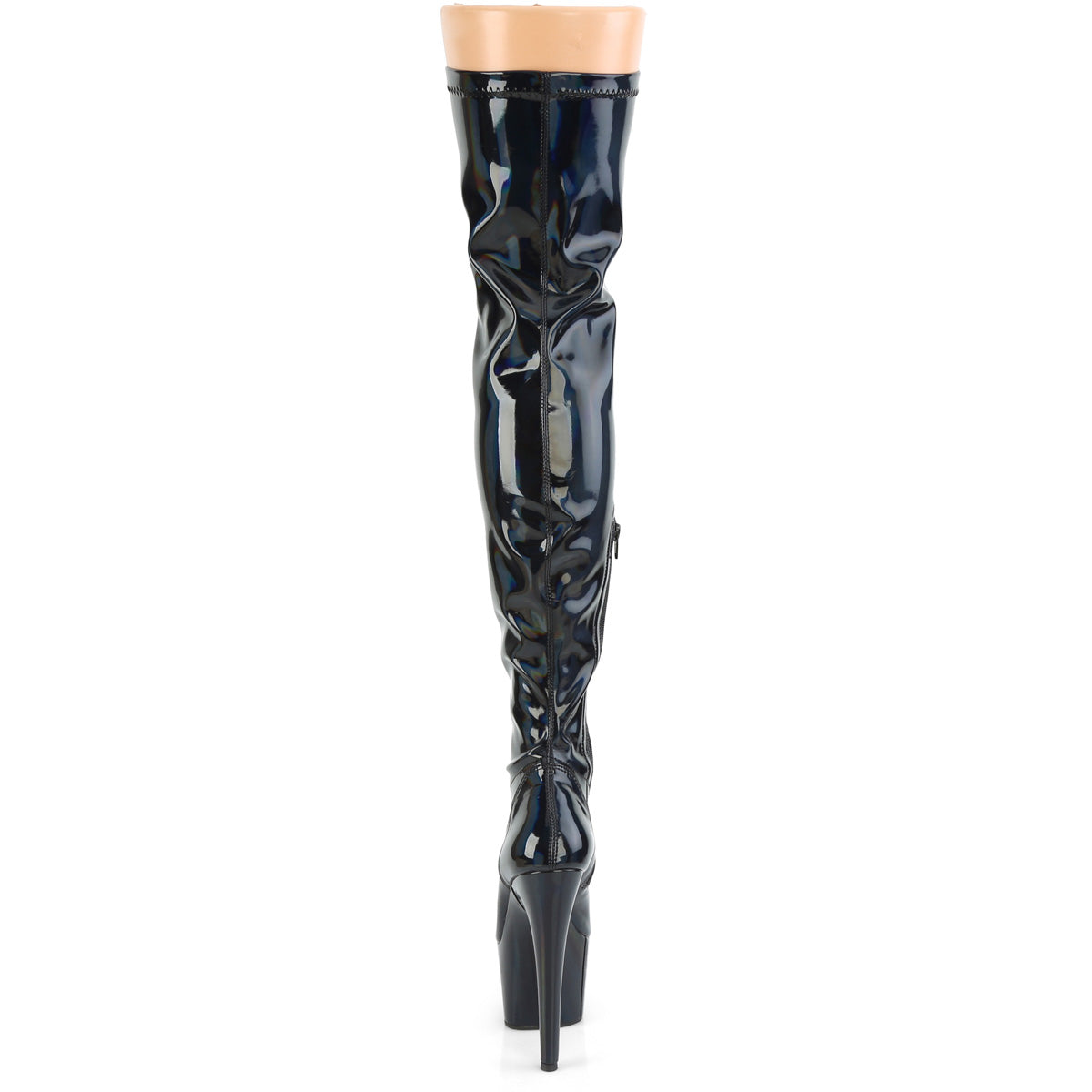 Pleaser Womens Boots. ADORE-3000HWR BLK Str. Holo / BLK Holo