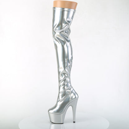 Pleaser Womens Boots. ADORE-3000HWR SLV Str. Holo / SLV HOLO