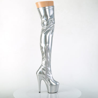 Pleaser Womens Boots. ADORE-3000HWR SLV Str. Holo / SLV HOLO