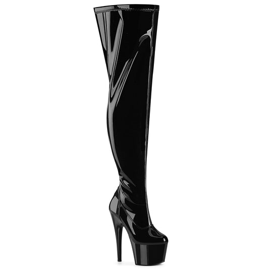 Pleaser Women's Platform Shoes ADORE-3000WCF Blk Str. Pat/Blk