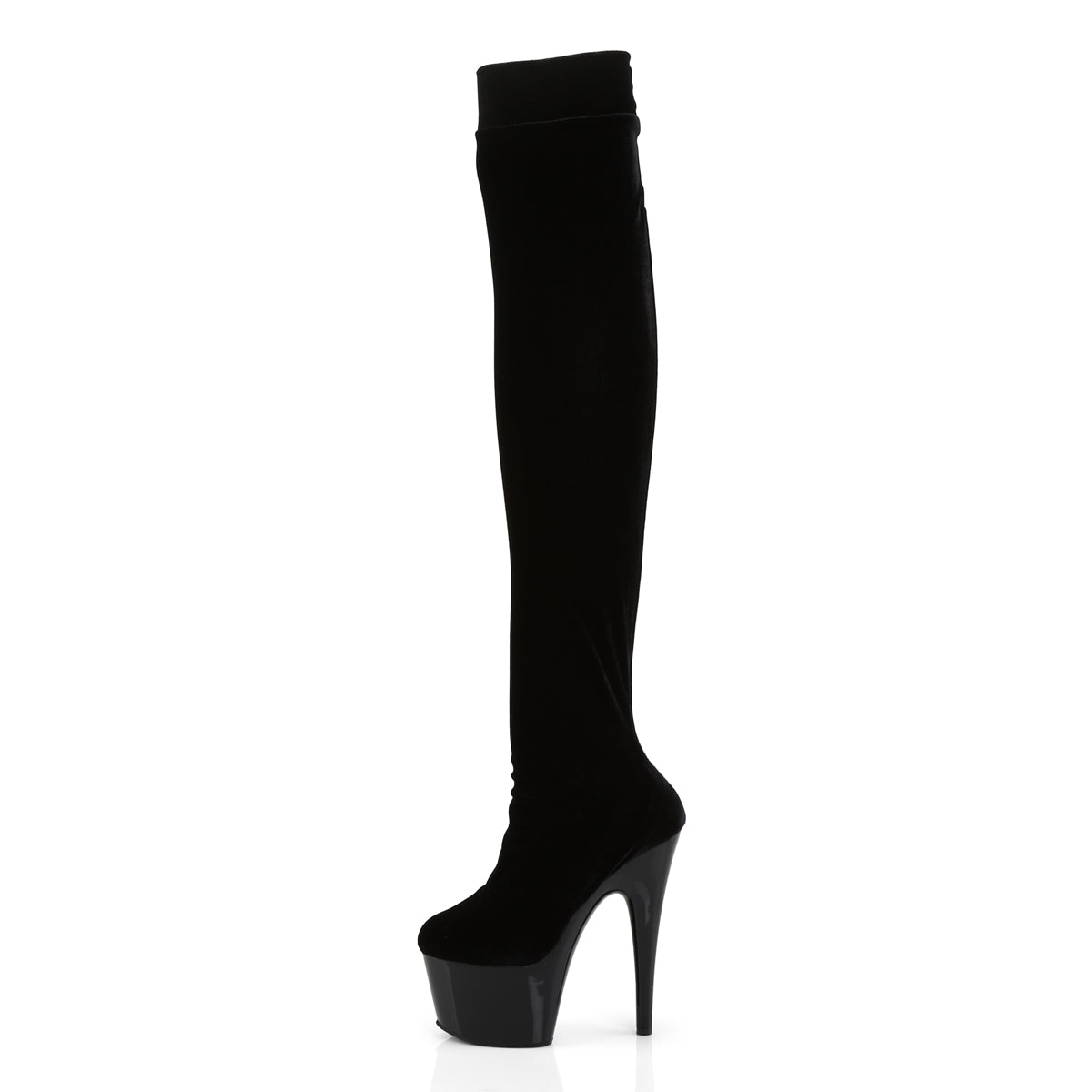 Pleaser Womens Boots. ADORE-3002 BLK Str Velvet / BLK