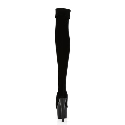 Pleaser Womens Boots. ADORE-3002 BLK Str Velvet / BLK
