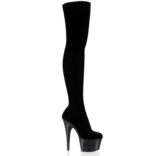Pleaser Womens Boots. ADORE-3002 BLK Str Velvet / BLK