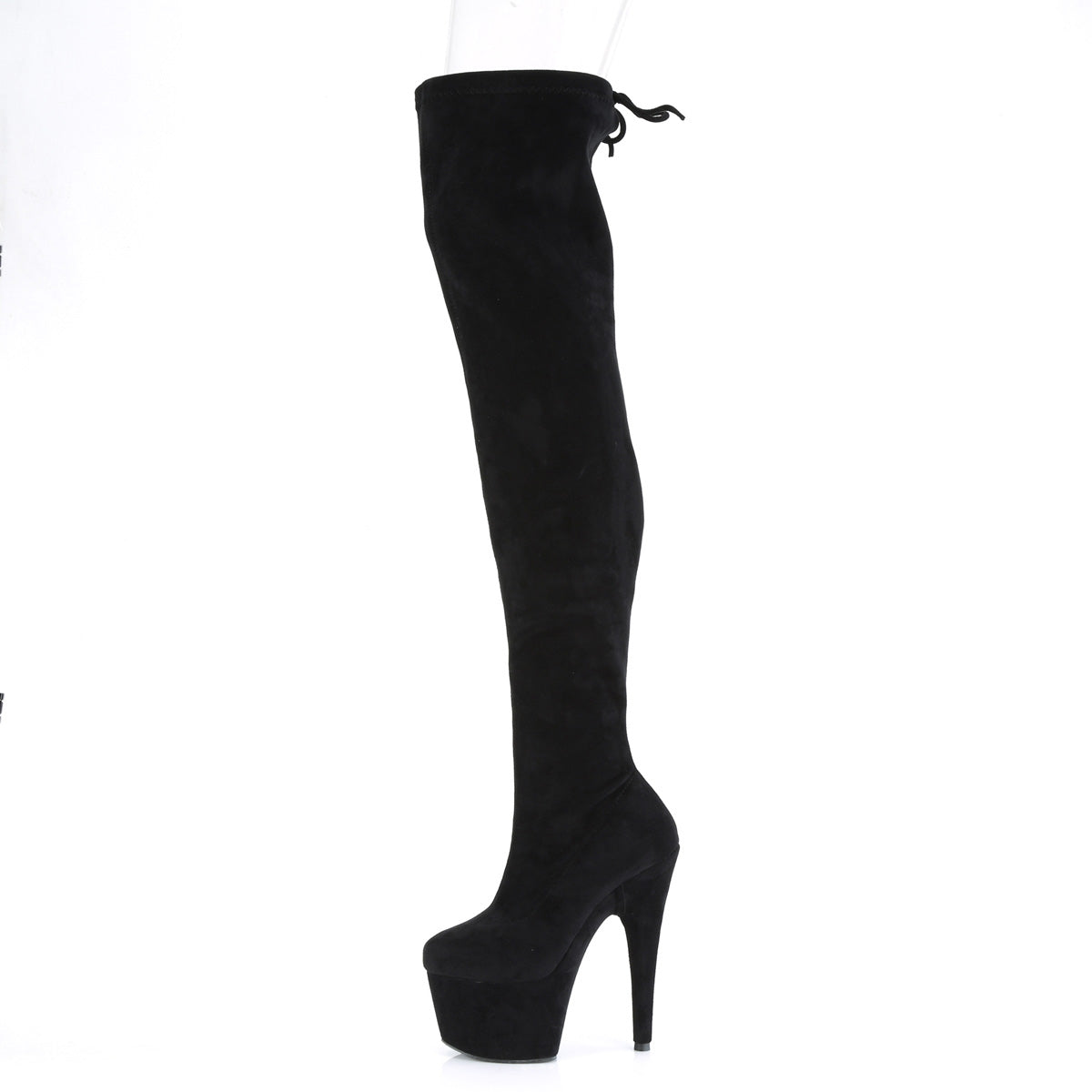 Pleaser Womens Boots ADORE-3008 Blk Stretch Faux Suede/Blk Faux Suede