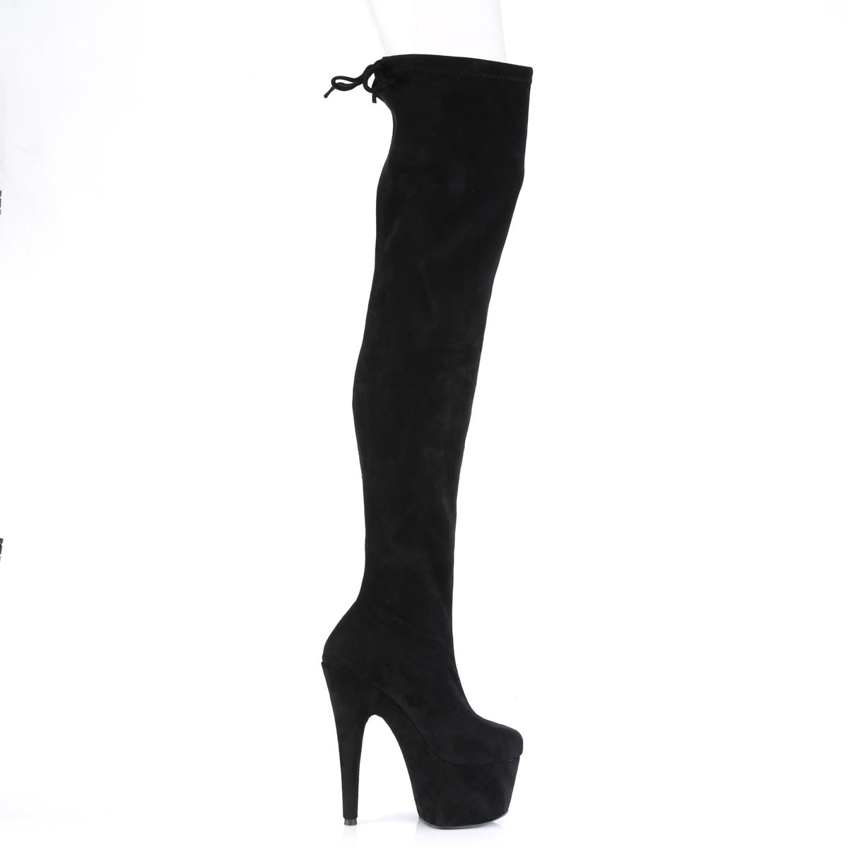 Pleaser Womens Boots ADORE-3008 Blk Stretch Faux Suede/Blk Faux Suede