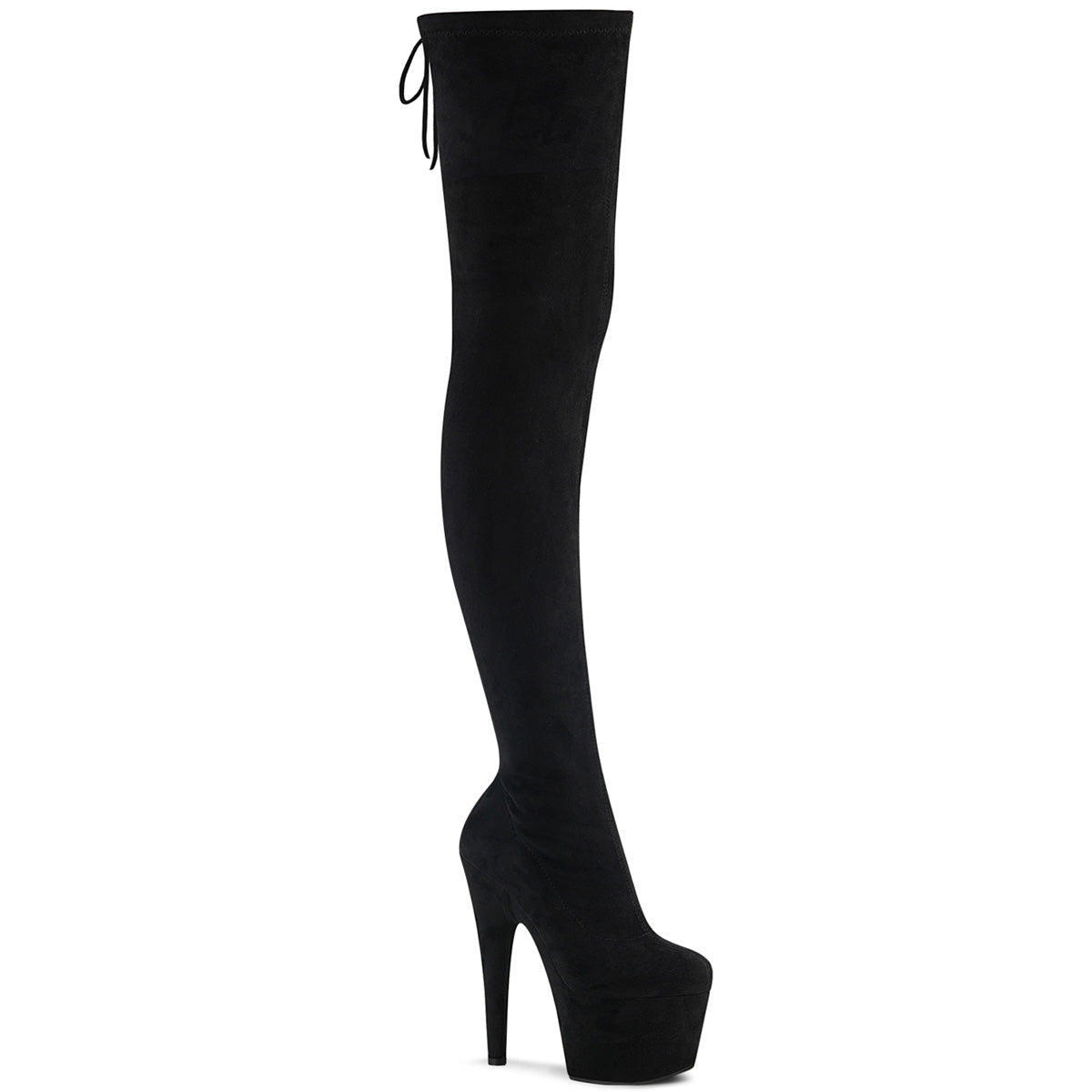 Pleaser Womens Boots. ADORE-3008 BLK Stretch Faux Wildleder / BLK Faux Wildleder